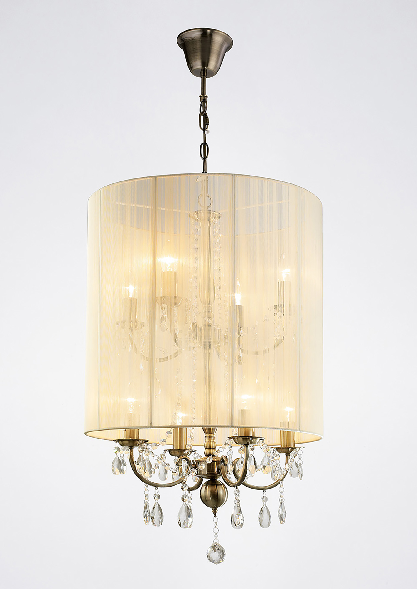 IL30069  Ella Crystal Pendant 8 Light Antique Brass